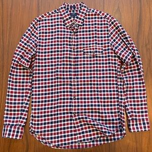 J. Crew Navy, White, and Red Plaid Shirt